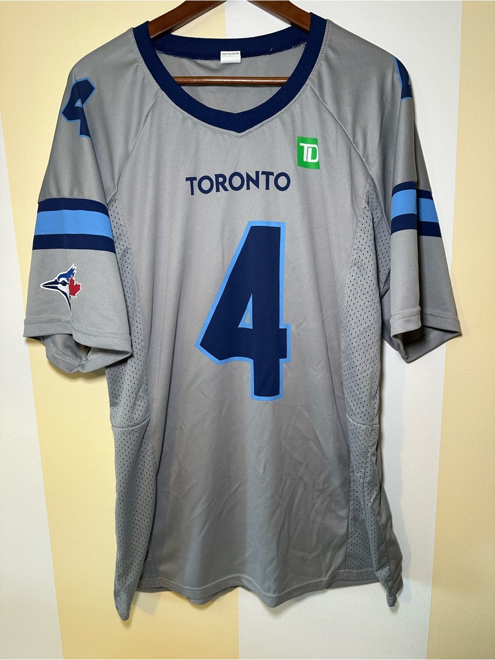George Springer Toronto Blue Jays Football Jersey XL Grey 2025 SGA TD Patch